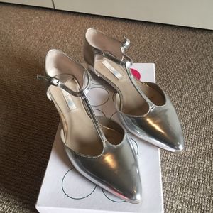 Boden T-Bar Flats Silver Size 8 1/2